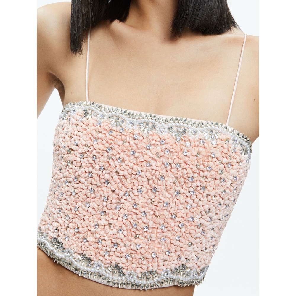 ALICE + OLIVIA Ceresi Embellished Spaghetti Strap Top - Picture 5 of 17